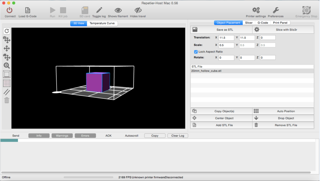 Repetier Host STL File Cube